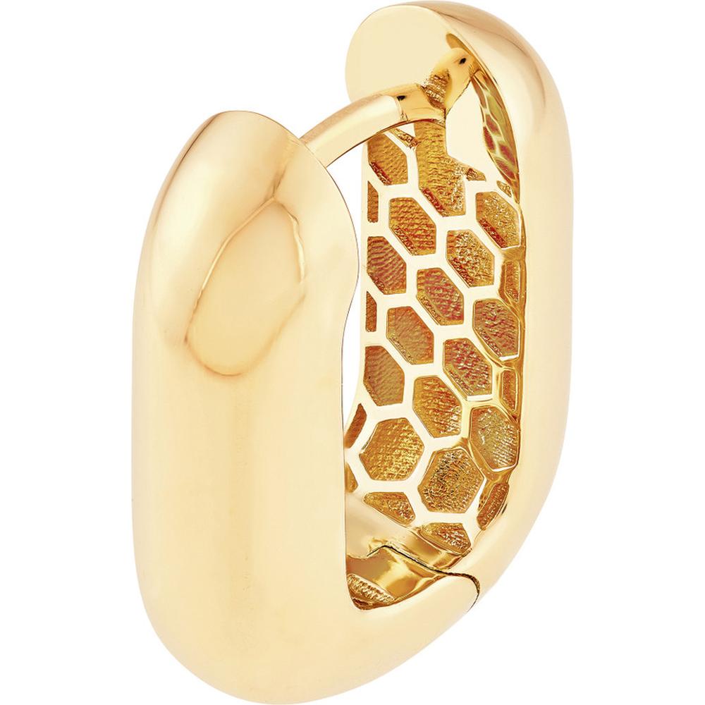Olas d'Oro - 14K Yellow Gold Paper Clip Hoop Earrings with Hinge Closure - 5.87g Total Weight