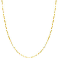 Olas d'Oro - 14K Yellow Gold Paper Clip Necklace - 20" Length, 2.45mm Links, Lobster Clasp