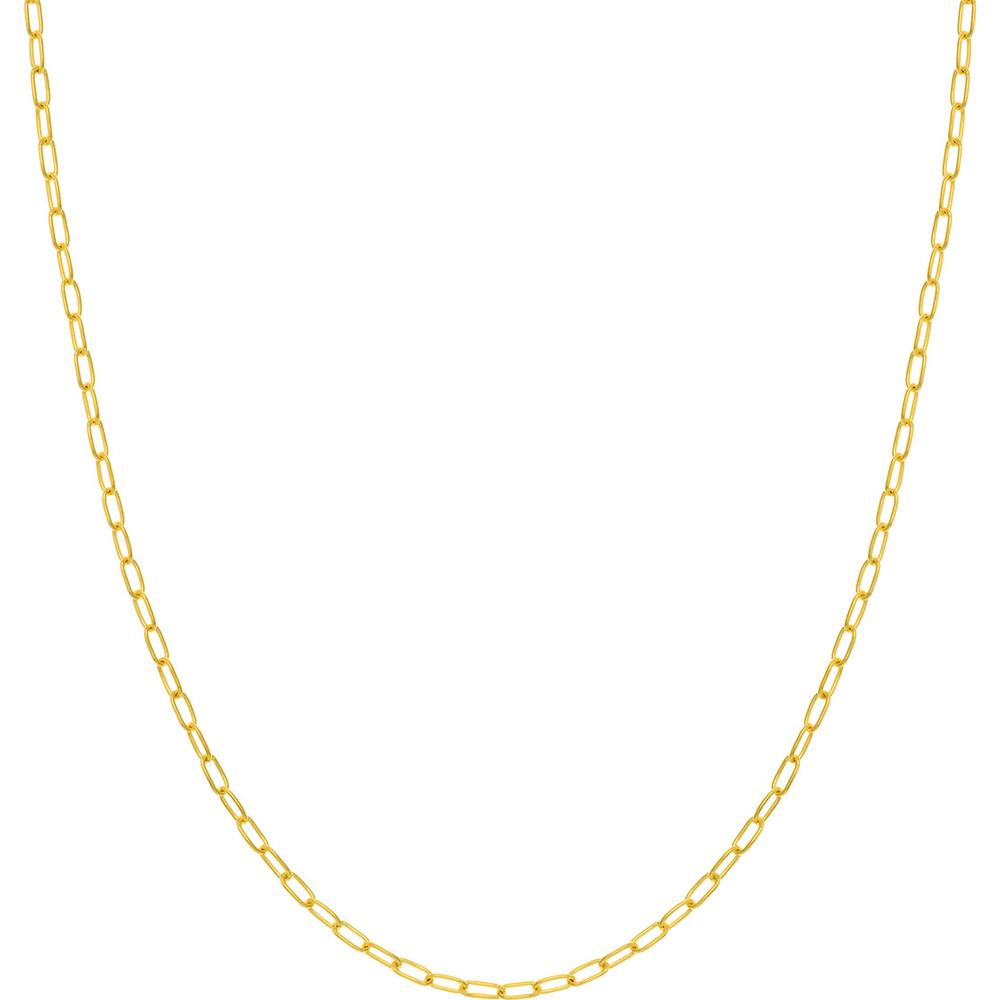 Olas d'Oro - 14K Yellow Gold Paper Clip Necklace - 20" Length, 2.45mm Links, Lobster Clasp
