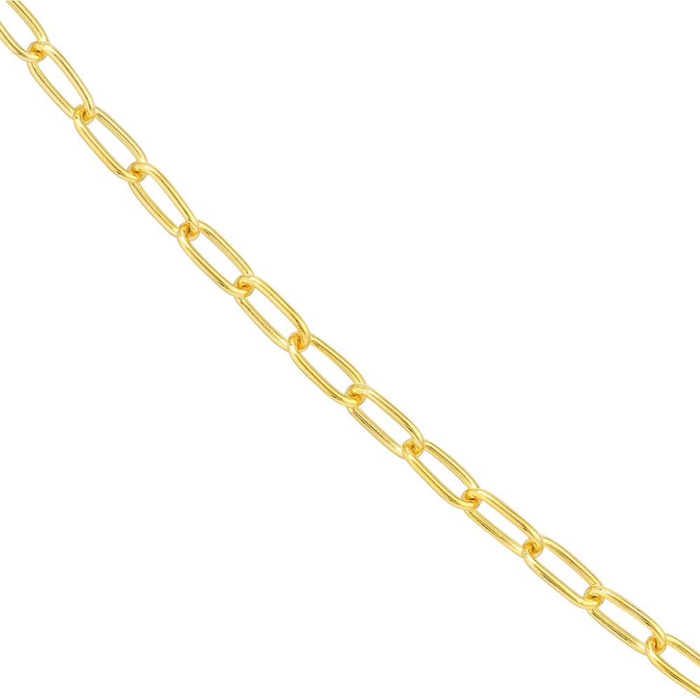 Olas d'Oro - 14K Yellow Gold Paper Clip Necklace - 20" Length, 2.45mm Links, Lobster Clasp