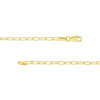 Olas d'Oro - 14K Yellow Gold Paper Clip Necklace - 20" Length, 2.45mm Links, Lobster Clasp