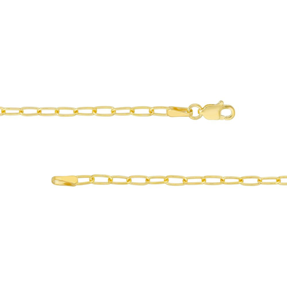 Olas d'Oro - 14K Yellow Gold Paper Clip Necklace - 20" Length, 2.45mm Links, Lobster Clasp