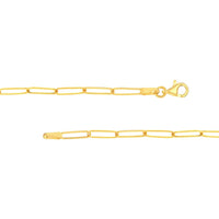 Olas d'Oro - 14K Yellow Gold Paper Clip Necklace with Rounded Engravable Bar - 4.15g