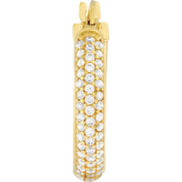 Olas d'Oro - 14K Yellow Gold Pave CZ Hoop Earrings - 2.35g Total Weight