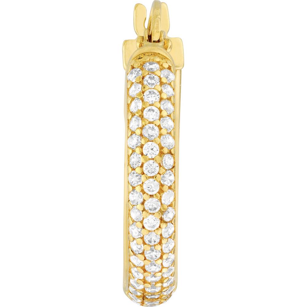 Olas d'Oro - 14K Yellow Gold Pave CZ Hoop Earrings - 2.35g Total Weight