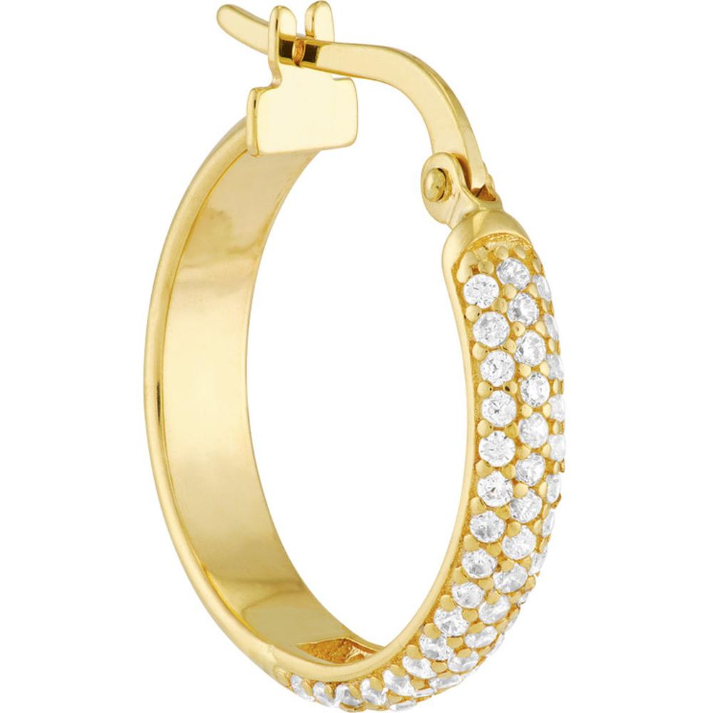 Olas d'Oro - 14K Yellow Gold Pave CZ Hoop Earrings - 2.35g Total Weight