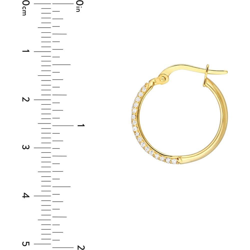 Olas d'Oro - 14K Yellow Gold Pave CZ Hoop Earrings - 2.35g Total Weight