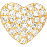Olas d'Oro - 14K Yellow Gold Pave Diamond Heart Stud Earrings - 0.23 Carat Total Diamond Weight