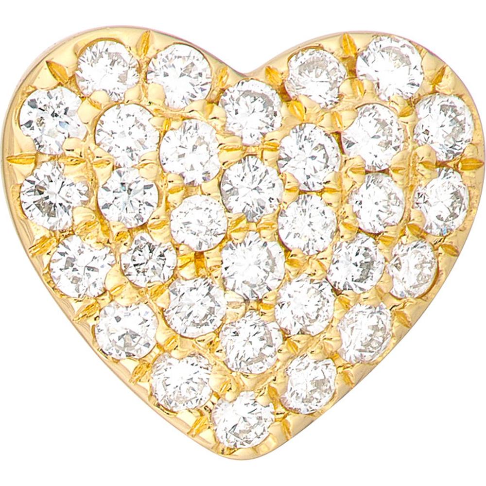Olas d'Oro - 14K Yellow Gold Pave Diamond Heart Stud Earrings - 0.23 Carat Total Diamond Weight