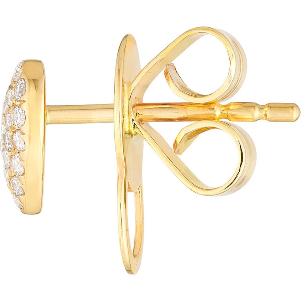 Olas d'Oro - 14K Yellow Gold Pave Diamond Heart Stud Earrings - 0.23 Carat Total Diamond Weight
