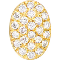 Olas d'Oro - 14K Yellow Gold Pave Diamond Oval Stud Earrings - 0.19 Carat Total Diamond Weight