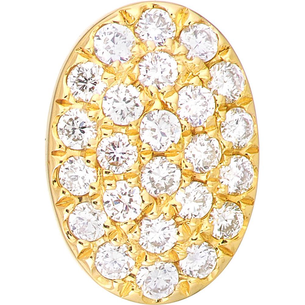 Olas d'Oro - 14K Yellow Gold Pave Diamond Oval Stud Earrings - 0.19 Carat Total Diamond Weight