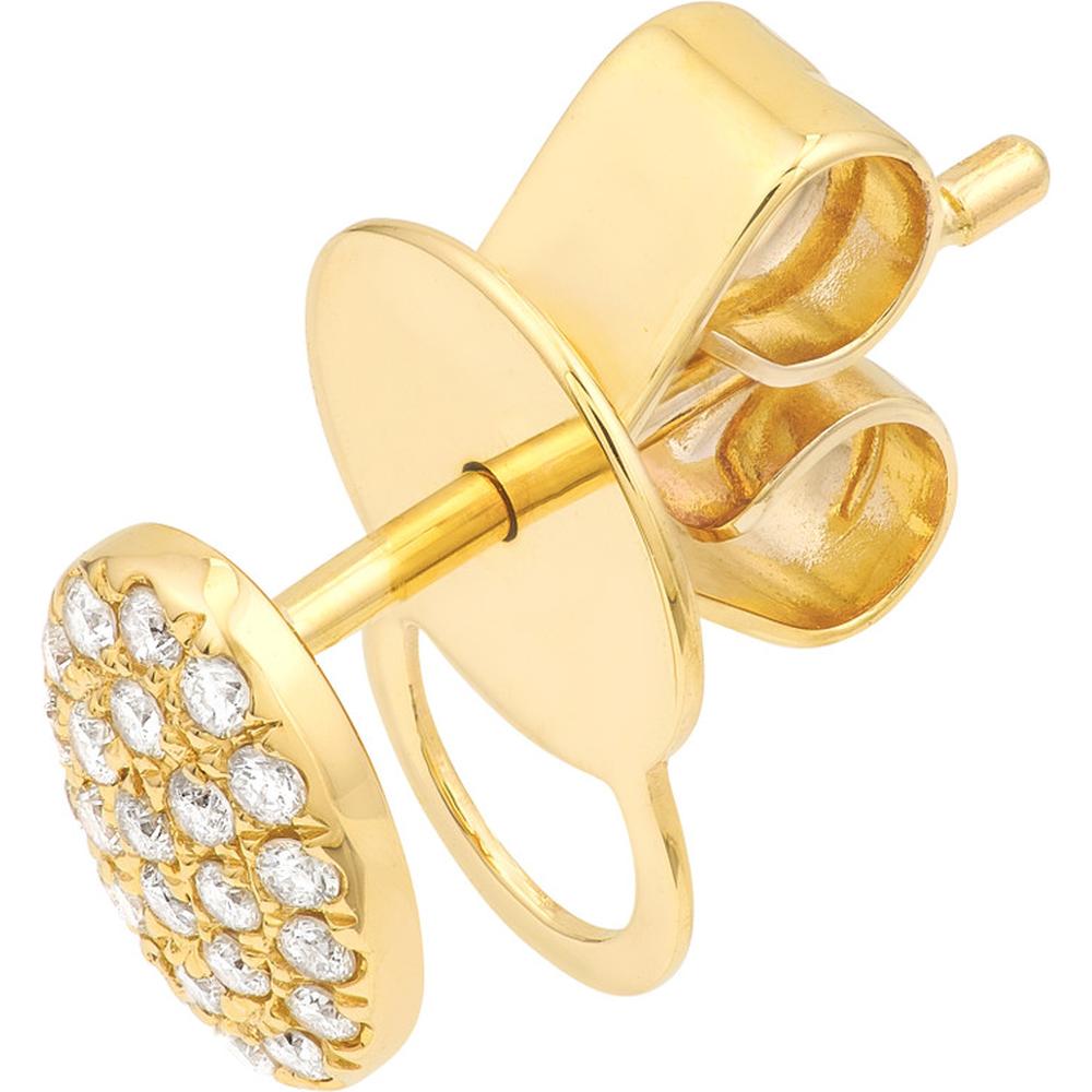 Olas d'Oro - 14K Yellow Gold Pave Diamond Oval Stud Earrings - 0.19 Carat Total Diamond Weight