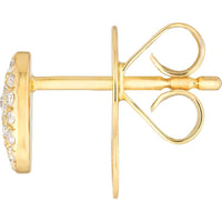 Olas d'Oro - 14K Yellow Gold Pave Diamond Oval Stud Earrings - 0.19 Carat Total Diamond Weight