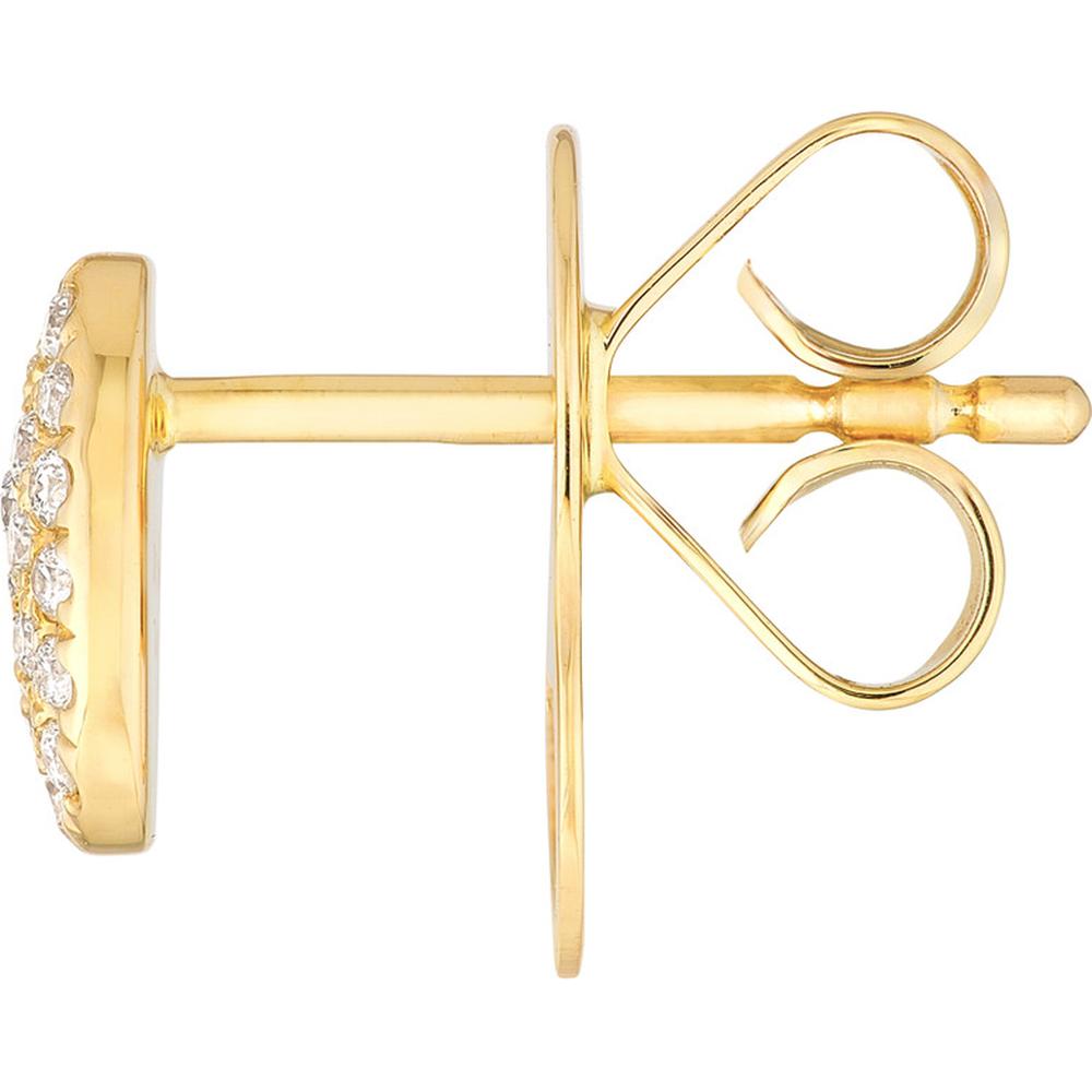 Olas d'Oro - 14K Yellow Gold Pave Diamond Oval Stud Earrings - 0.19 Carat Total Diamond Weight