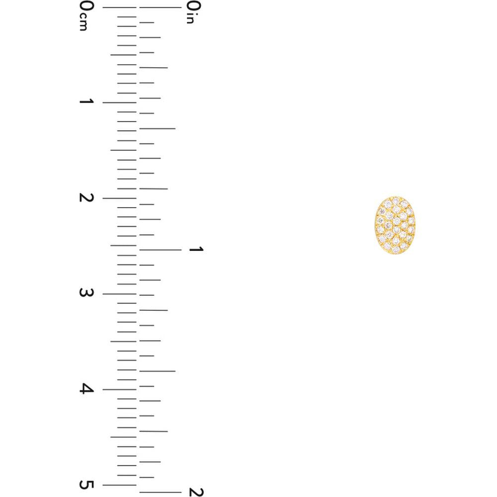 Olas d'Oro - 14K Yellow Gold Pave Diamond Oval Stud Earrings - 0.19 Carat Total Diamond Weight
