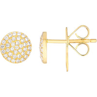 Olas d'Oro - 14K Yellow Gold Pave Diamond Round Stud Earrings - 0.30 Carat Total Diamond Weight