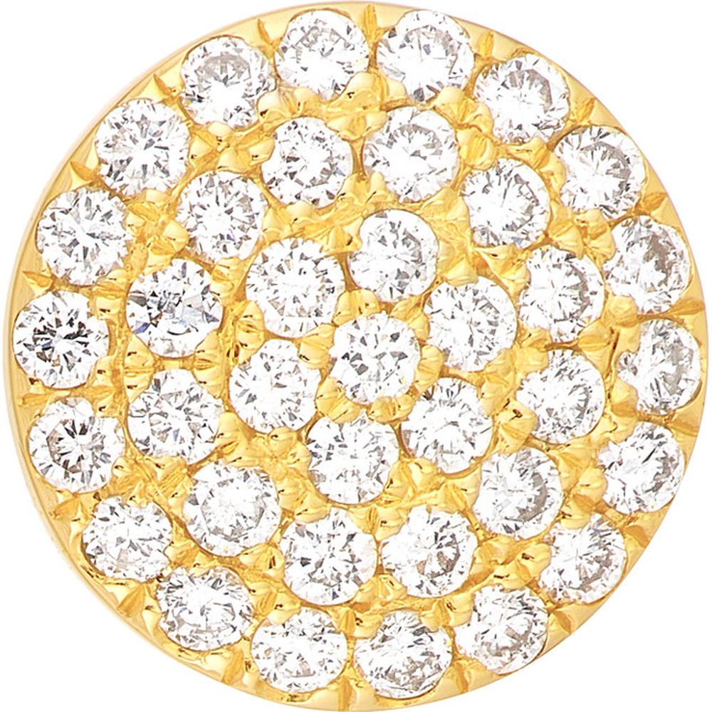 Olas d'Oro - 14K Yellow Gold Pave Diamond Round Stud Earrings - 0.30 Carat Total Diamond Weight