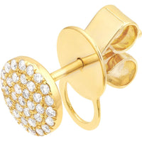Olas d'Oro - 14K Yellow Gold Pave Diamond Round Stud Earrings - 0.30 Carat Total Diamond Weight