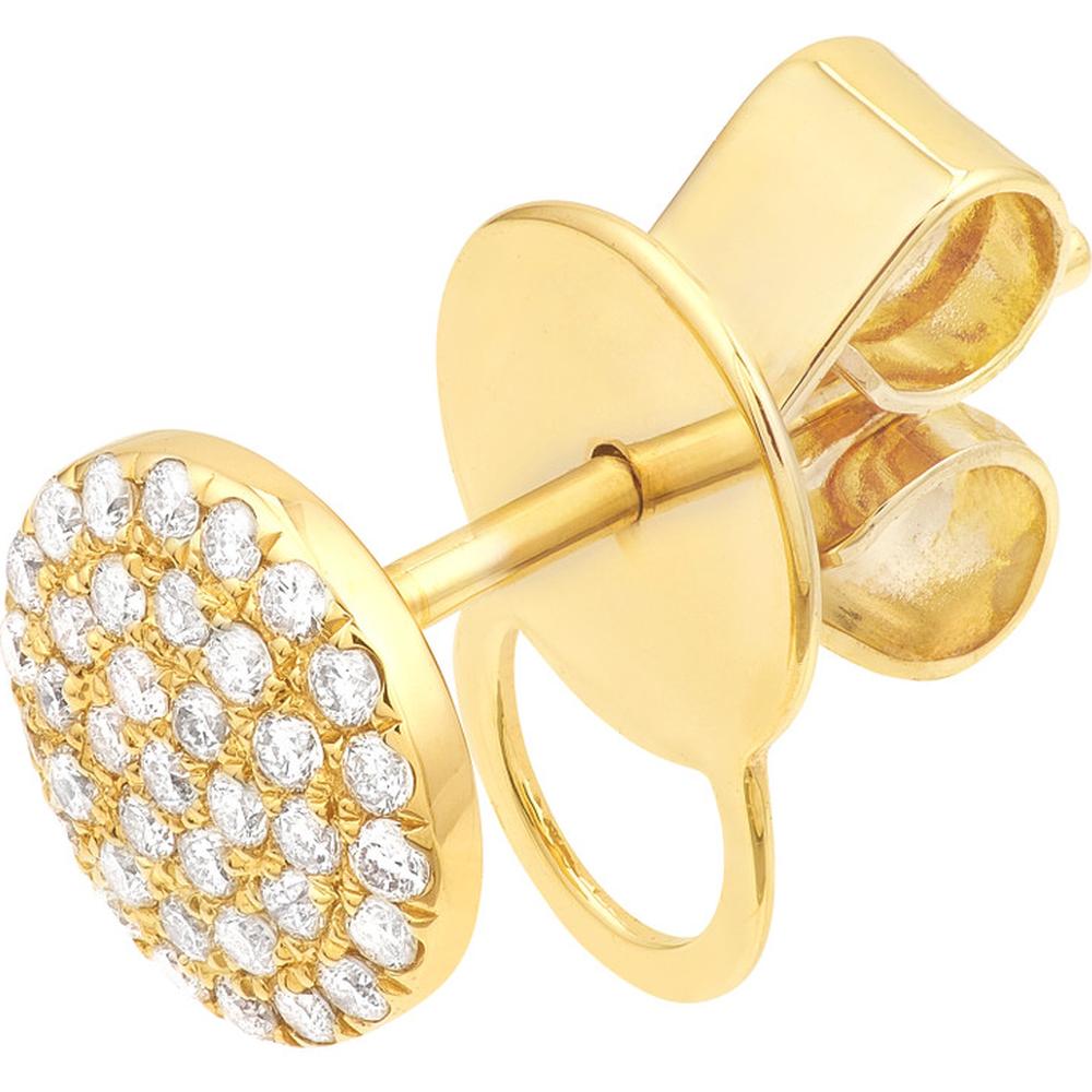 Olas d'Oro - 14K Yellow Gold Pave Diamond Round Stud Earrings - 0.30 Carat Total Diamond Weight
