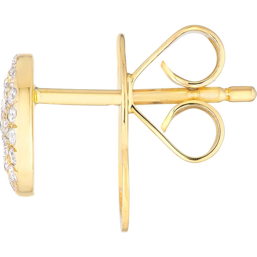 Olas d'Oro - 14K Yellow Gold Pave Diamond Round Stud Earrings - 0.30 Carat Total Diamond Weight
