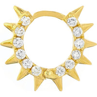 Olas d'Oro - 14K Yellow Gold Pave Diamond Spiked Huggie Earrings - 0.60 Carat Total Diamond Weight