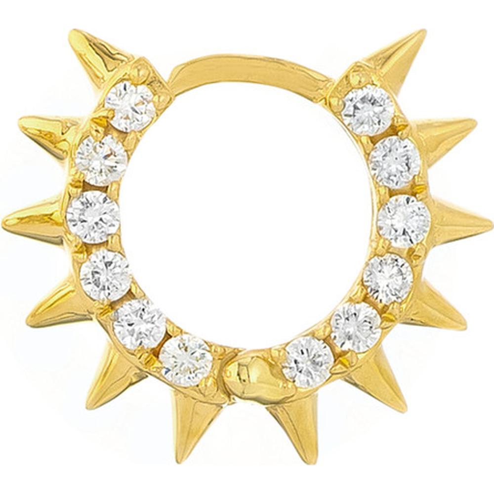 Olas d'Oro - 14K Yellow Gold Pave Diamond Spiked Huggie Earrings - 0.60 Carat Total Diamond Weight