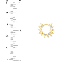 Olas d'Oro - 14K Yellow Gold Pave Diamond Spiked Huggie Earrings - 0.60 Carat Total Diamond Weight