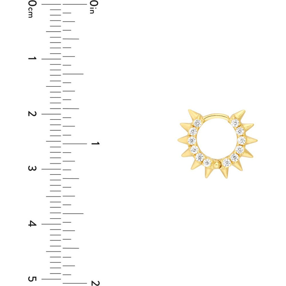 Olas d'Oro - 14K Yellow Gold Pave Diamond Spiked Huggie Earrings - 0.60 Carat Total Diamond Weight