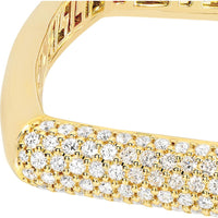 Olas d'Oro - 14K Yellow Gold Pave Diamond Square Bangle - 1.78 Carat Total Diamond Weight