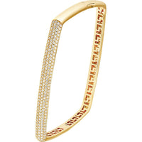 Olas d'Oro - 14K Yellow Gold Pave Diamond Square Bangle - 1.78 Carat Total Diamond Weight