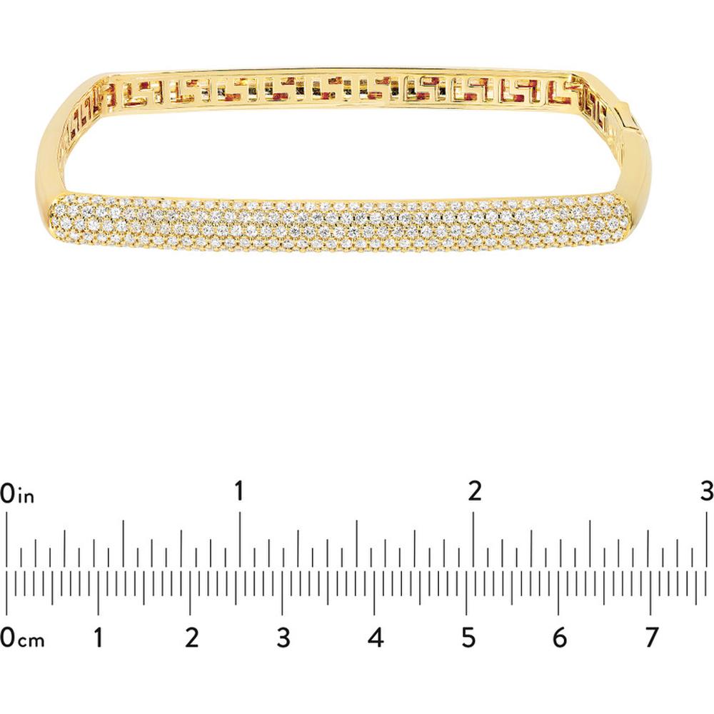 Olas d'Oro - 14K Yellow Gold Pave Diamond Square Bangle - 1.78 Carat Total Diamond Weight
