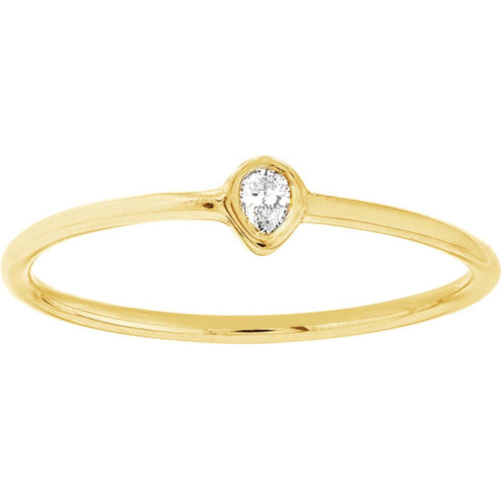 Olas d'Oro - 14K Yellow Gold Pear-Shaped Diamond Bezel Ring - 1/20 Carat Total Diamond Weight