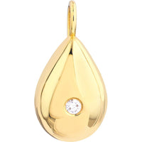 Olas d'Oro - 14K Yellow Gold Pear Shaped Diamond Charm Pendant with 1/20tcw Diamond