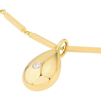 Olas d'Oro - 14K Yellow Gold Pear Shaped Diamond Charm Pendant with 1/20tcw Diamond