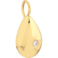 Olas d'Oro - 14K Yellow Gold Pear Shaped Diamond Charm Pendant with 1/20tcw Diamond