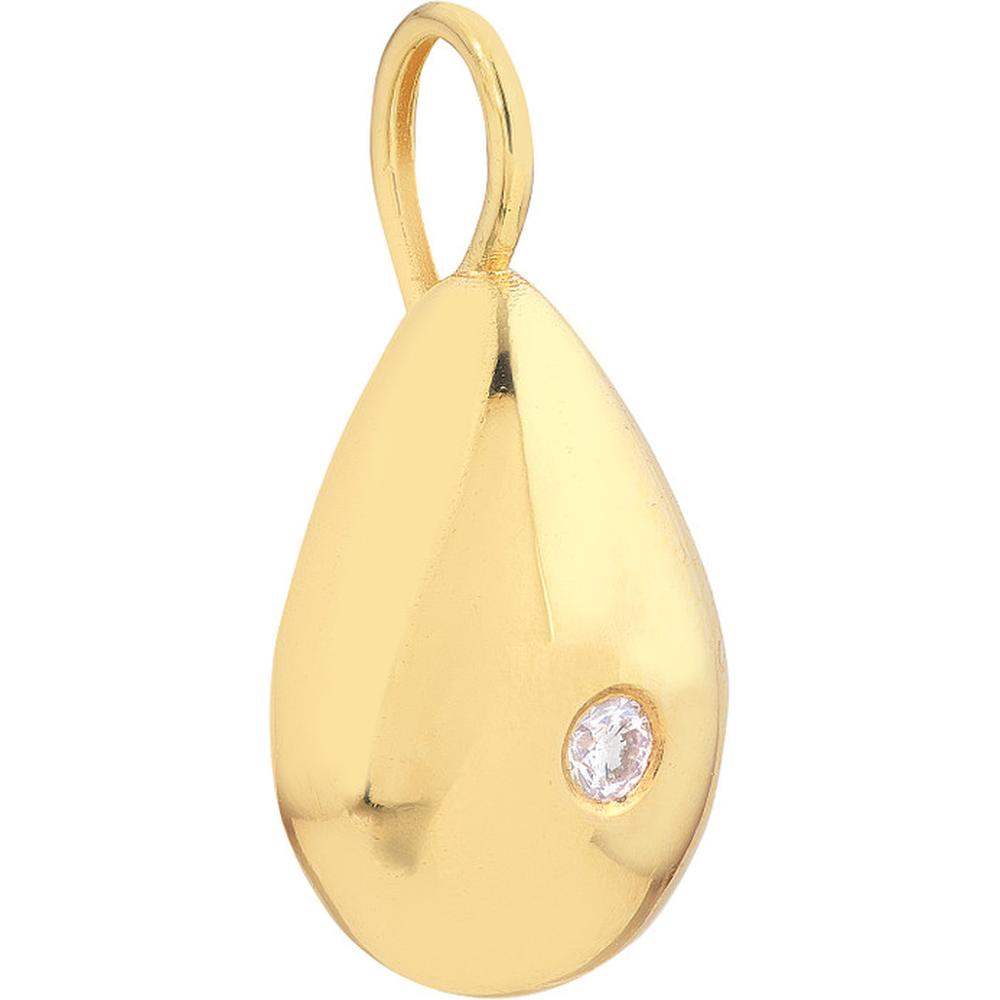 Olas d'Oro - 14K Yellow Gold Pear Shaped Diamond Charm Pendant with 1/20tcw Diamond