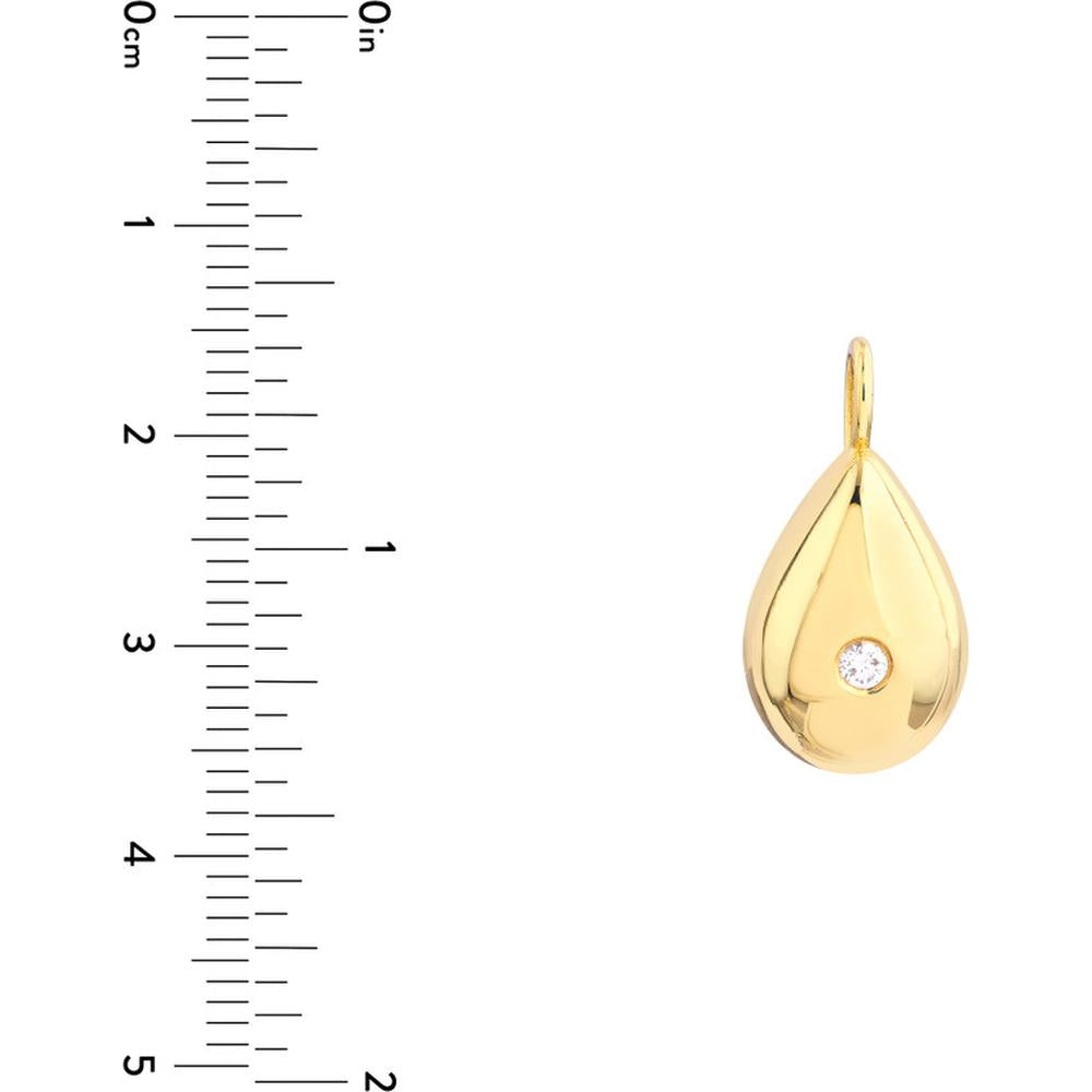 Olas d'Oro - 14K Yellow Gold Pear Shaped Diamond Charm Pendant with 1/20tcw Diamond