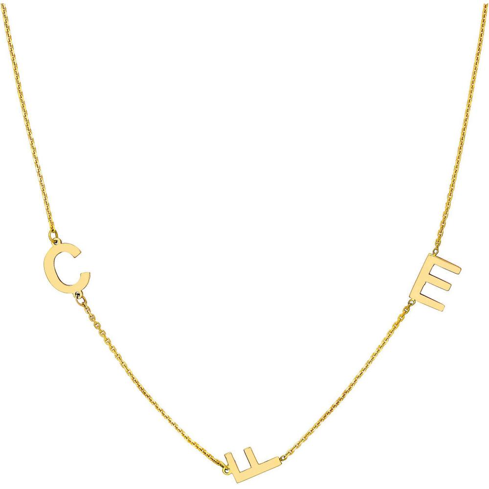 Olas d'Oro - 14K Yellow Gold Personalized Block Initials Station Necklace