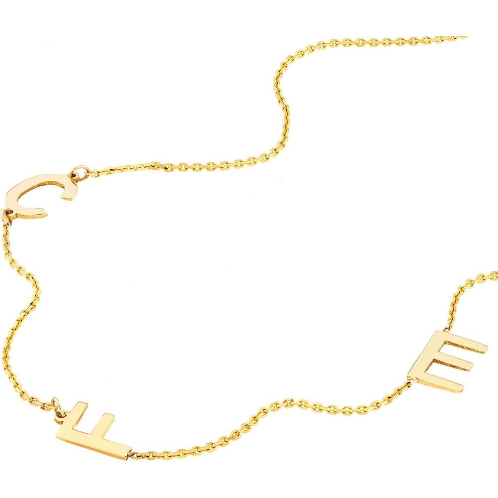Olas d'Oro - 14K Yellow Gold Personalized Block Initials Station Necklace