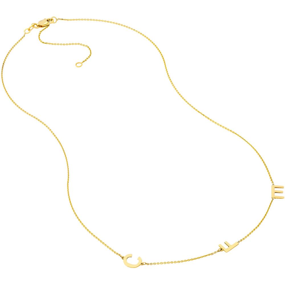 Olas d'Oro - 14K Yellow Gold Personalized Block Initials Station Necklace