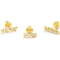 Olas d'Oro - 14K Yellow Gold Personalized Block Nameplate Stud Earrings - Custom Engraving Available