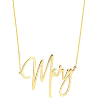 Olas d'Oro - 14K Yellow Gold Personalized Signature Font Necklace - Custom 35mm Width Design