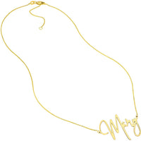 Olas d'Oro - 14K Yellow Gold Personalized Signature Font Necklace - Custom 35mm Width Design