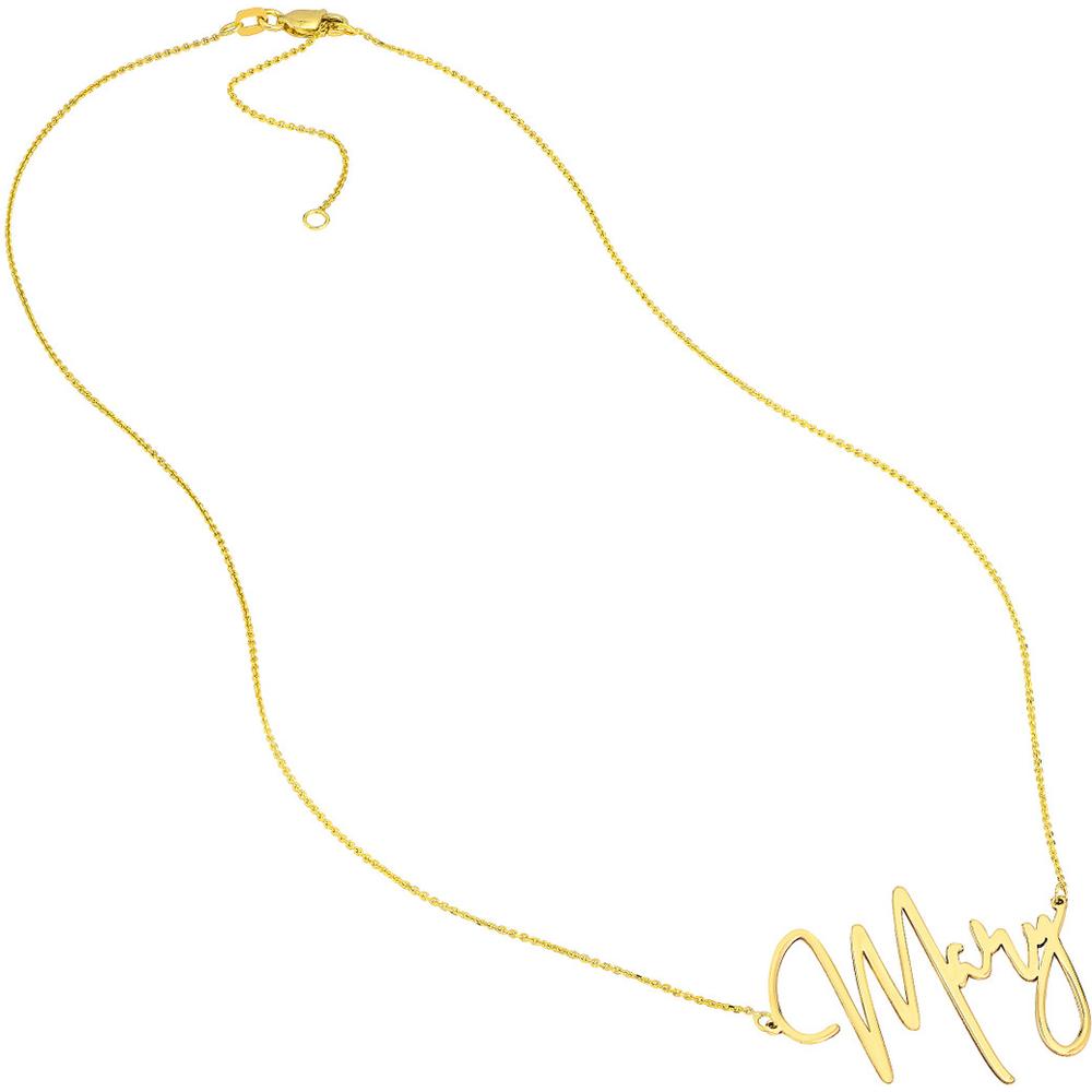 Olas d'Oro - 14K Yellow Gold Personalized Signature Font Necklace - Custom 35mm Width Design