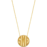 Olas d'Oro - 14K Yellow Gold Personalized Small Block Monogram Necklace - 20mm Pendant