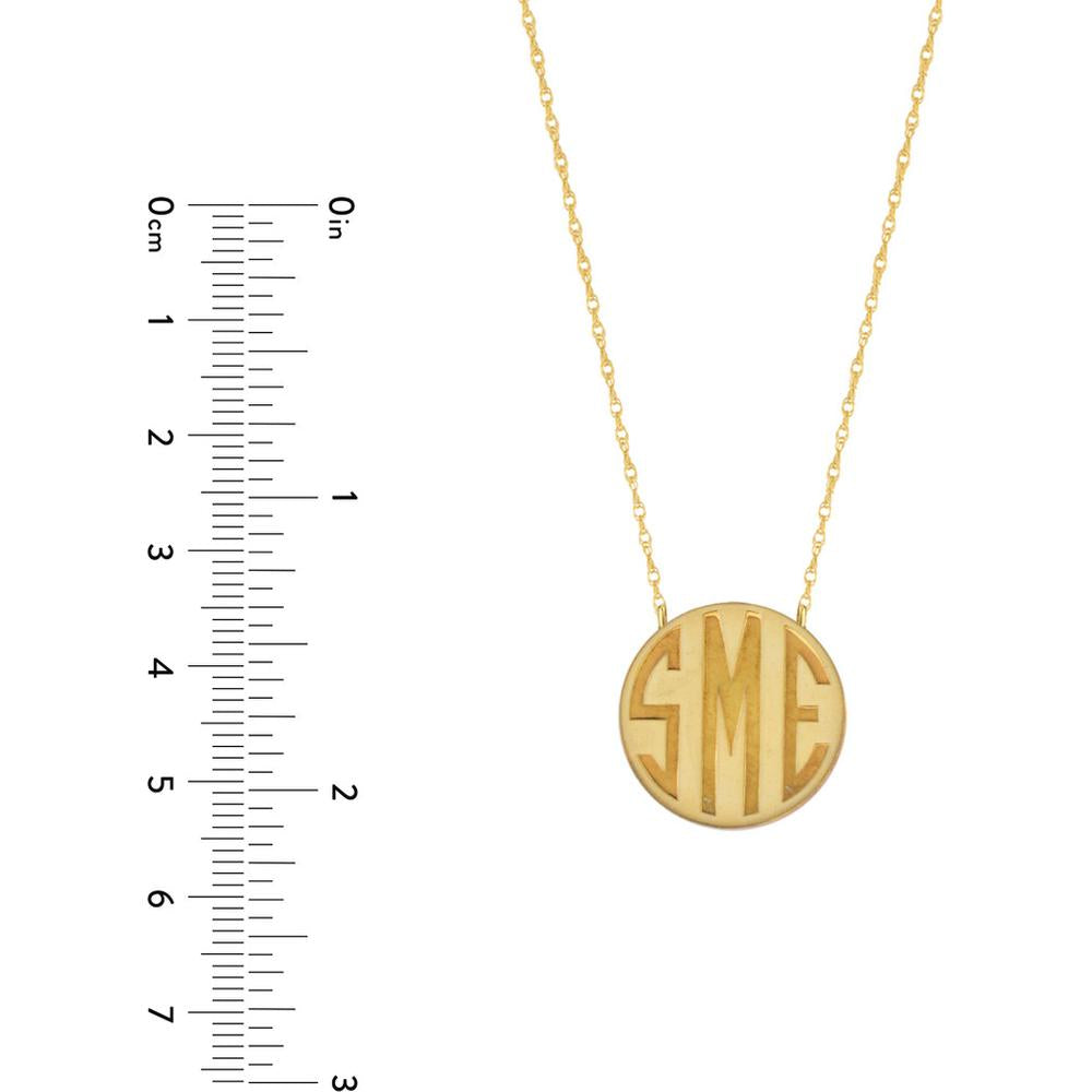 Olas d'Oro - 14K Yellow Gold Personalized Small Block Monogram Necklace - 20mm Pendant
