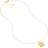 Olas d'Oro - 14K Yellow Gold Personalized Varsity Number Pendant Necklace - 2.50g