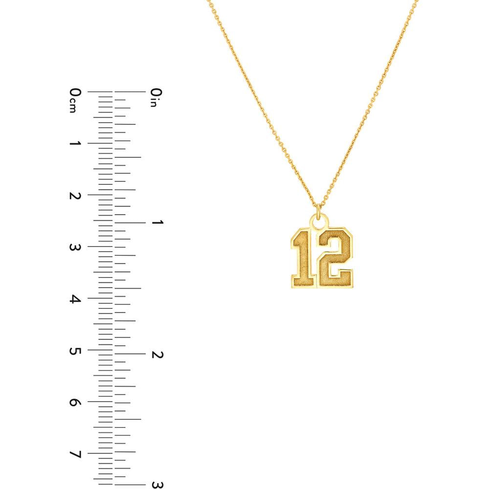 Olas d'Oro - 14K Yellow Gold Personalized Varsity Number Pendant Necklace - 2.50g