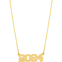 Olas d'Oro - 14K Yellow Gold Personalized Varsity Numerals Pendant - Year 2024